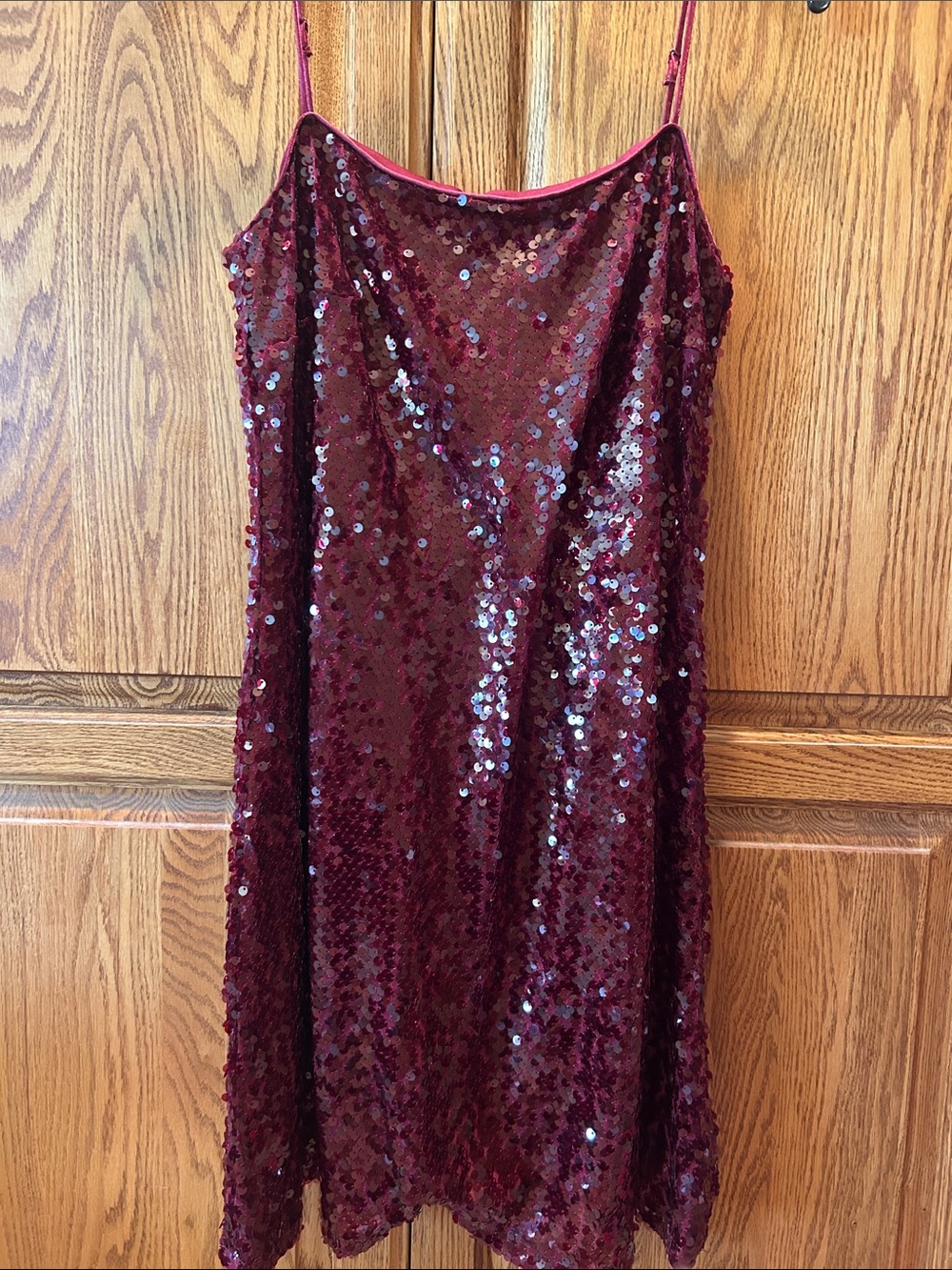 Women’s Burgundy Sequin Slip Dress